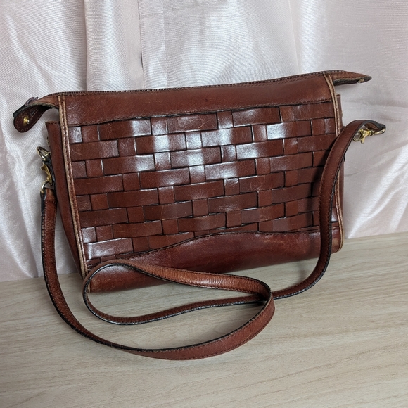 Braided Cognac Brown Leather Purse Etienne Aigner - Picture 2 of 14